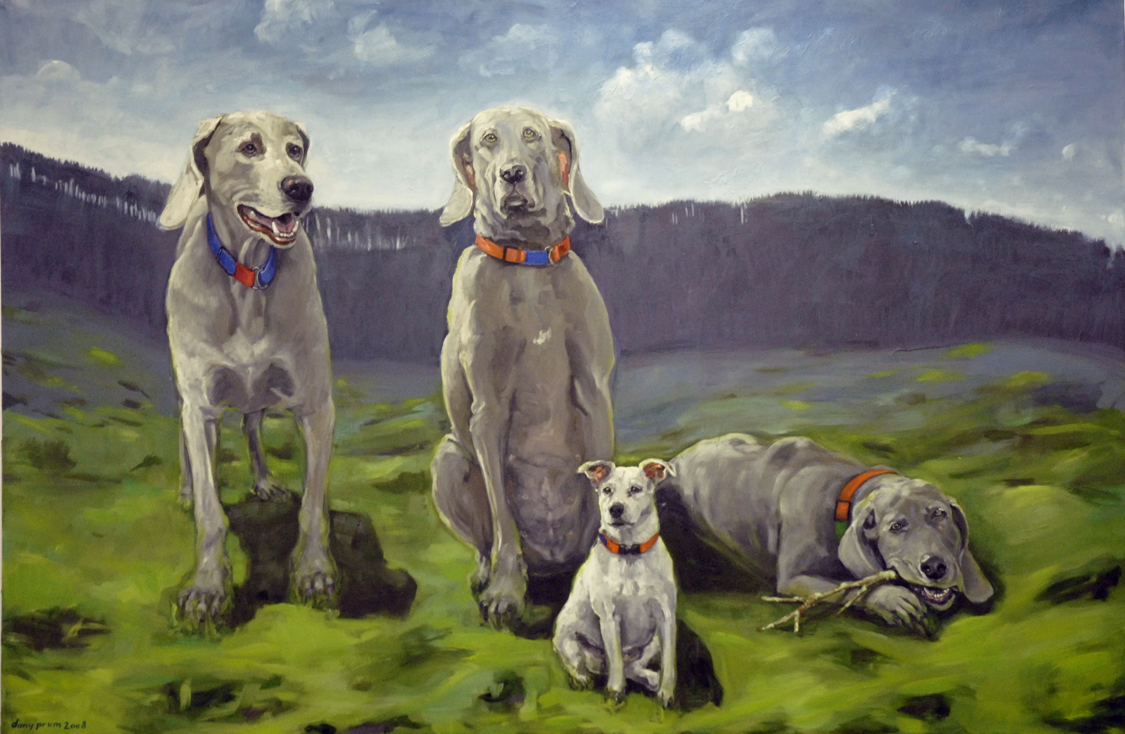  weimeraner huile sur toile 